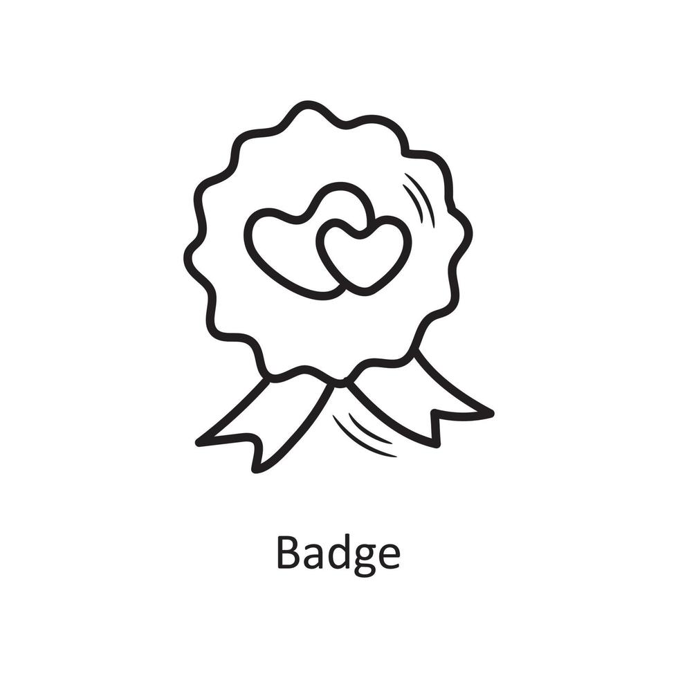 contour vectoriel de badge illustration de conception d'icône de dessin à la main. symbole de la saint-valentin sur fond blanc fichier eps 10