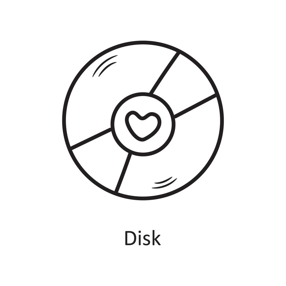 disque vecteur contour main dessiner illustration de conception d'icône. symbole de la saint-valentin sur fond blanc fichier eps 10