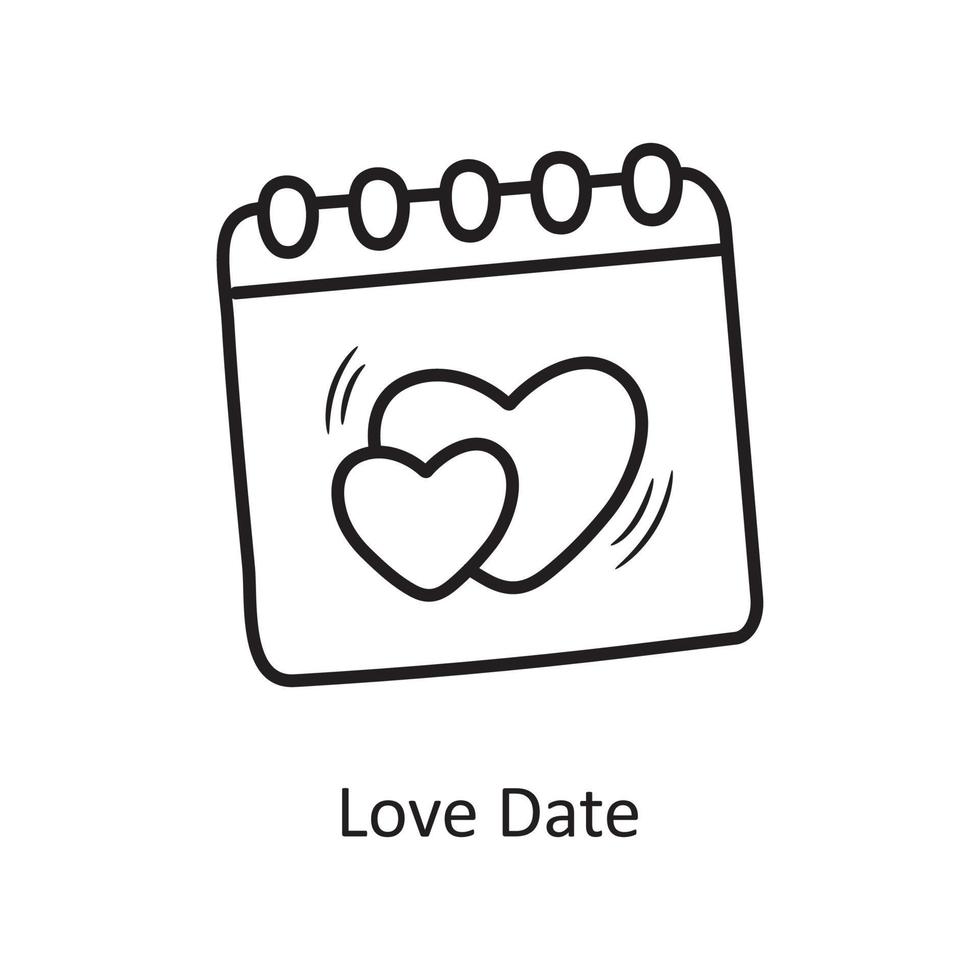 amour date vecteur contour main dessiner illustration de conception d'icône. symbole de la saint-valentin sur fond blanc fichier eps 10