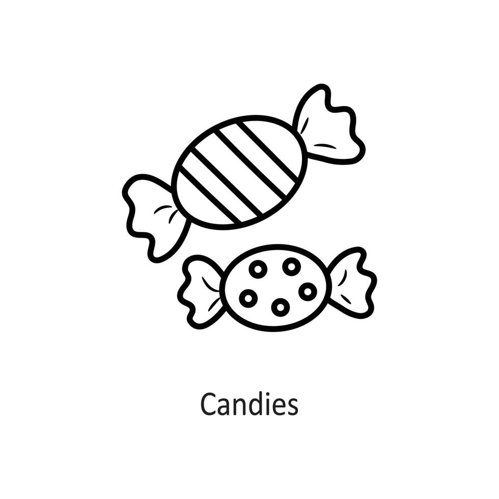 bonbons vecteur contour icône illustration de conception. symbole de vacances sur fond blanc fichier eps 10