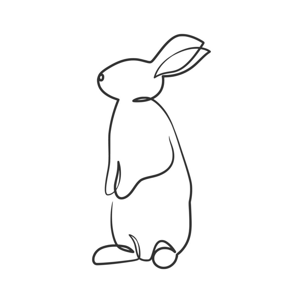 dessin au trait continu de lapin vecteur