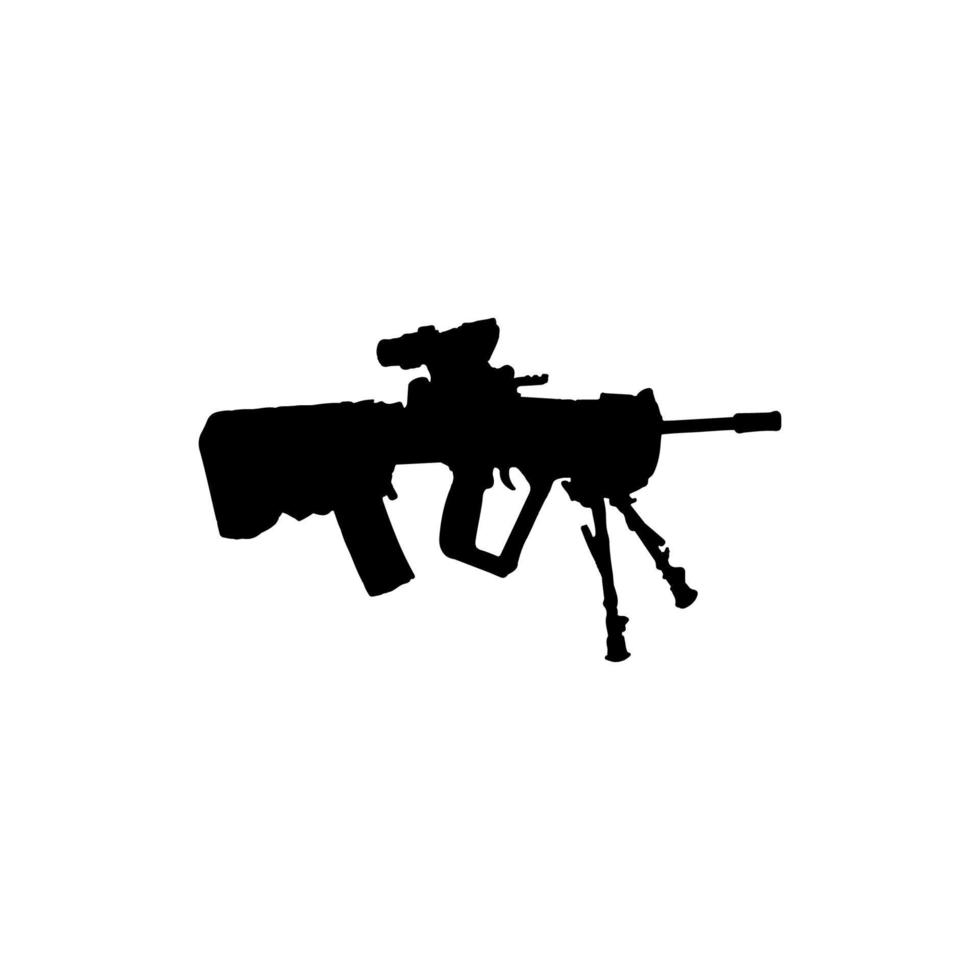 icône de fusil d'assaut. style simple pas de symbole de fond d'affiche de guerre. élément de conception de logo de marque de magasin d'armes à feu. impression de t-shirts d'armes à feu. vecteur pour autocollant.