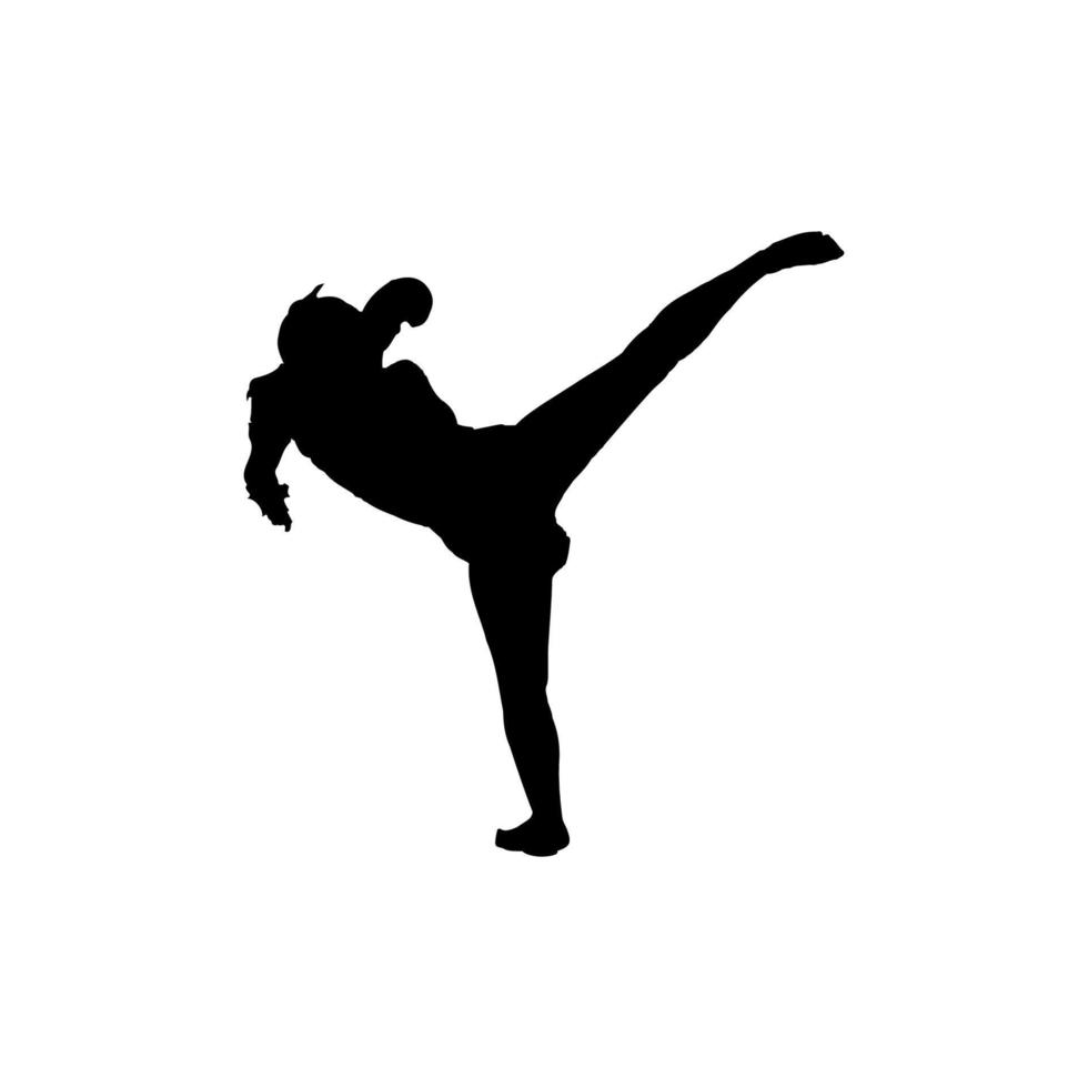 icône de kickboxer femme. symbole de fond d'affiche de tournoi de kickboxing femme de style simple. élément de conception de logo de marque kickboxer femme. impression de t-shirt femme kickboxer. vecteur pour autocollant.
