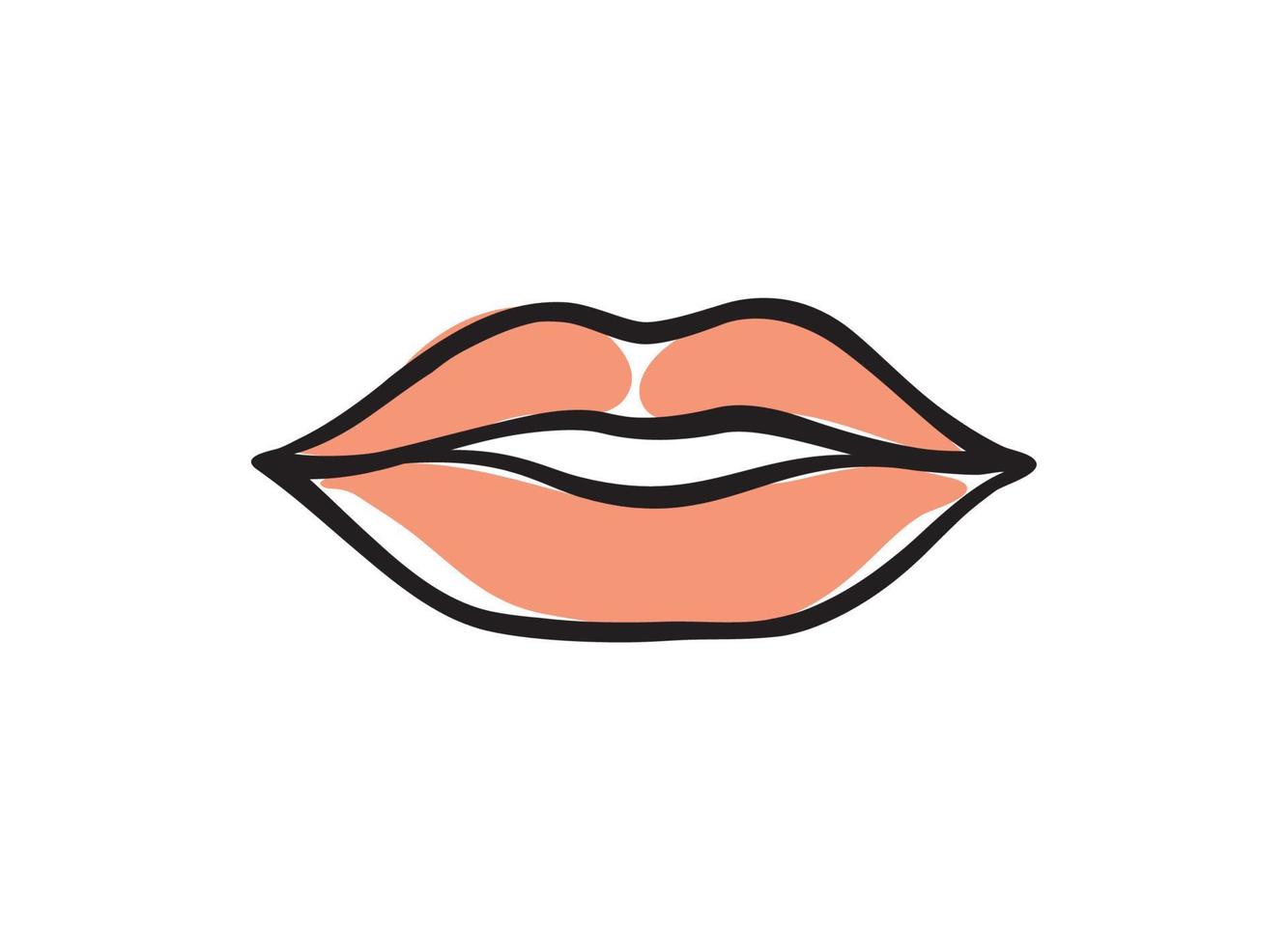 lèvres féminines. illustration dessinée de ligne de lèvres rouges sexy. logo de lèvres de belle femme de couleur pastel. concept de design bon pour le logo, la carte, la bannière, l'affiche, le dépliant vecteur