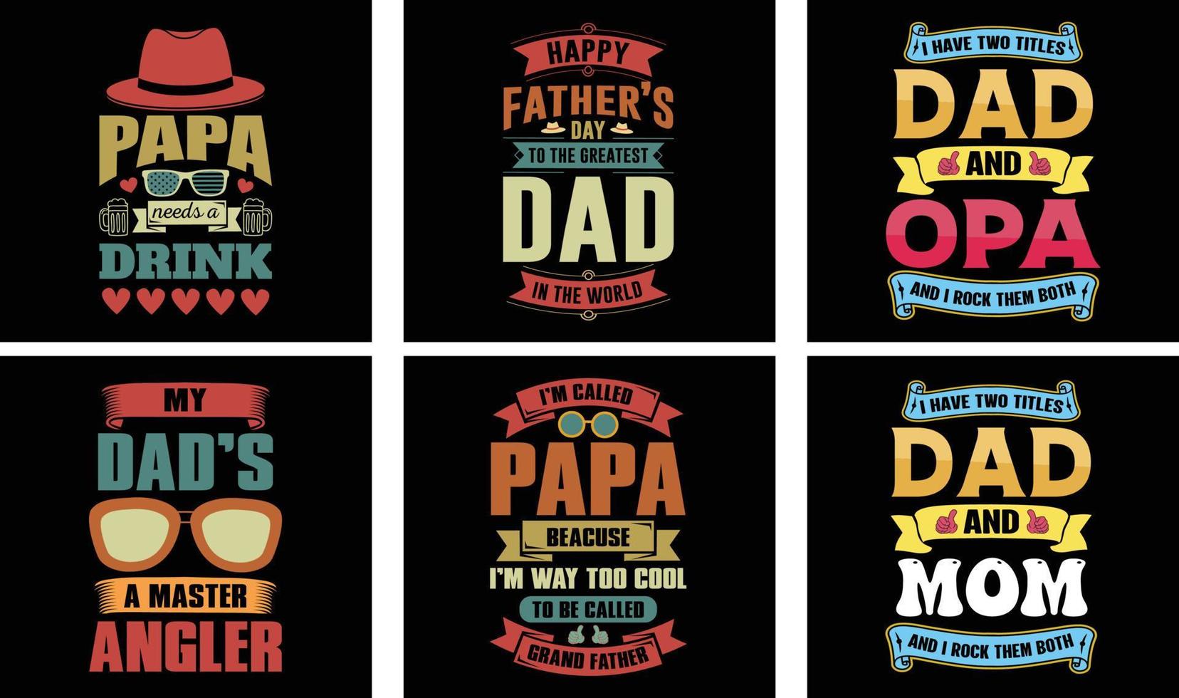 ensemble de conception de t-shirt pour la fête des pères. vecteur de conception de t-shirt de jour. vecteur de conception de t-shirt. graphiques vectoriels de la fête des pères