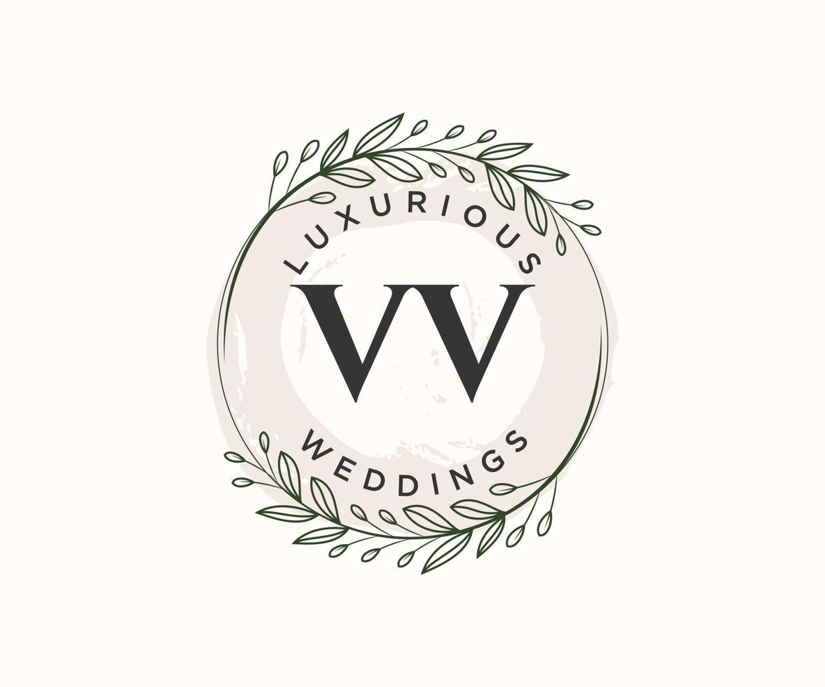 vv initiales lettre modèle de logos de monogramme de mariage, modèles minimalistes et floraux modernes dessinés à la main pour cartes d'invitation, réservez la date, identité élégante. vecteur