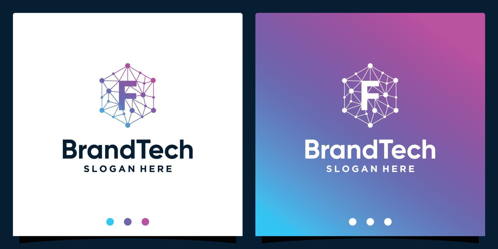 dégradé de logo abstrait de technologie blockchain avec logo de lettre initiale. vecteur premium