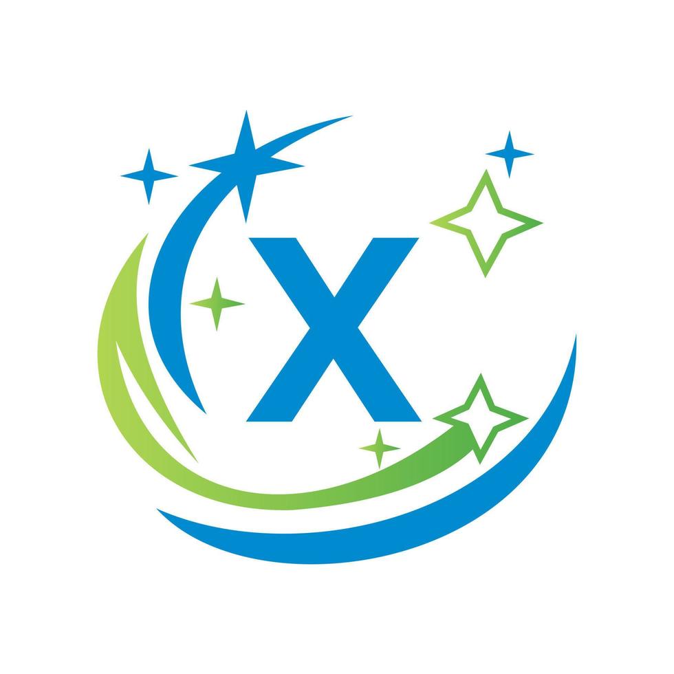 logo de nettoyage de maison sur la lettre x avec concept de spa à eau logotype de femme de ménage balai vecteur