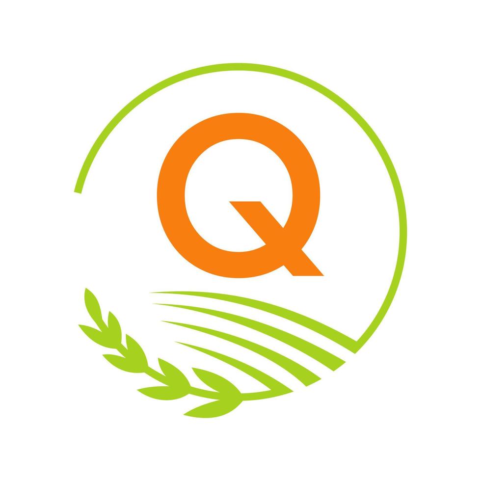 logo de l'agriculture lettre q concept vecteur