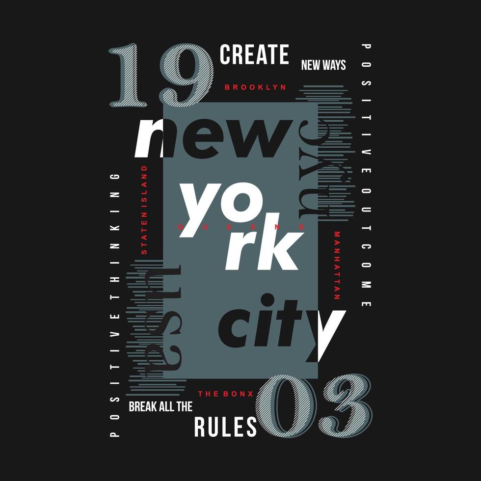 new york city abstrait texte cadre graphique typographie t shirt vecteur impression