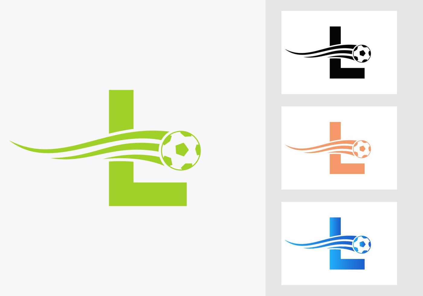 logo de football de football sur le signe de la lettre l. concept d'emblème de club de football d'icône d'équipe de football vecteur