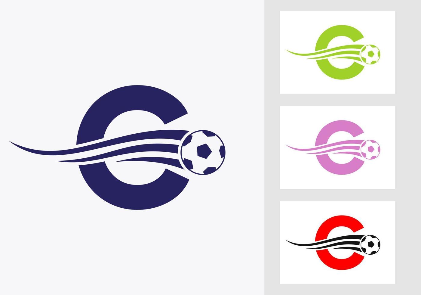 logo de football de football sur le signe de la lettre c. concept d'emblème de club de football d'icône d'équipe de football vecteur