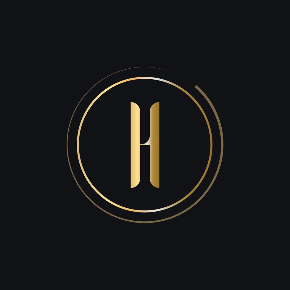 logo initial de lettre h avec concept de luxe de couleur or vecteur