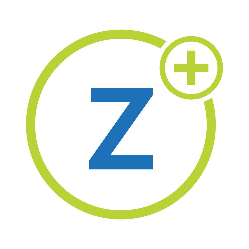 modèle de logo médical de symbole de soins de santé lettre z. logo de médecins avec signe de stéthoscope vecteur