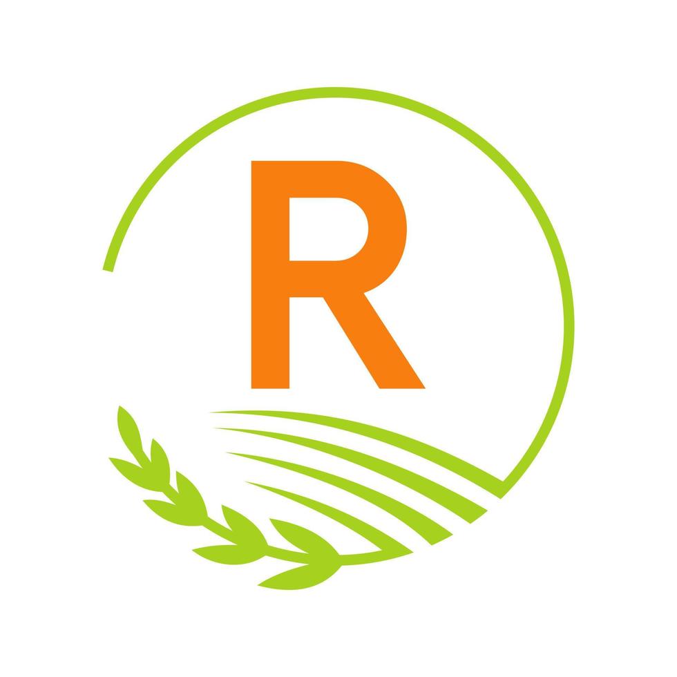 logo de l'agriculture lettre r concept vecteur
