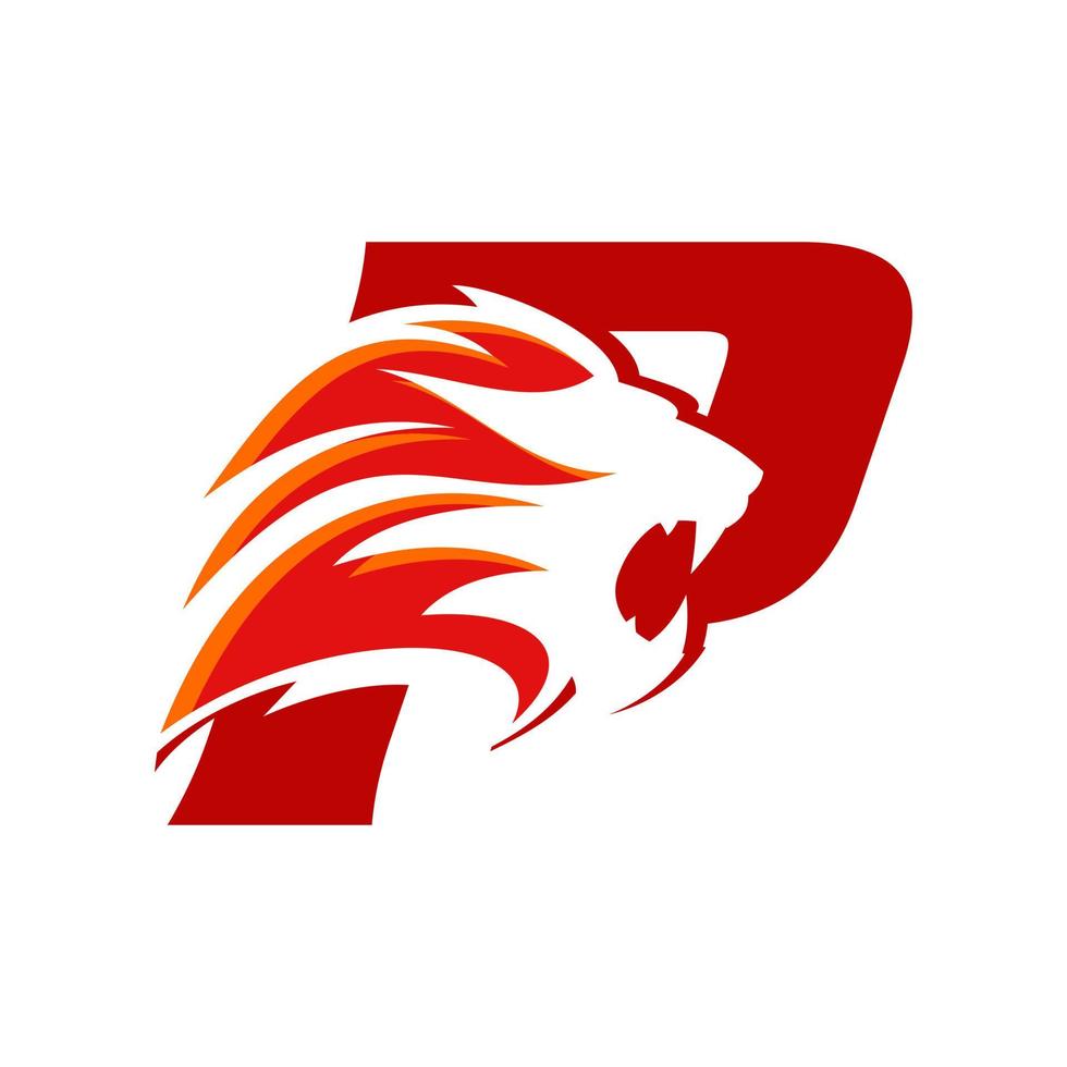 logo tête de lion initial p vecteur