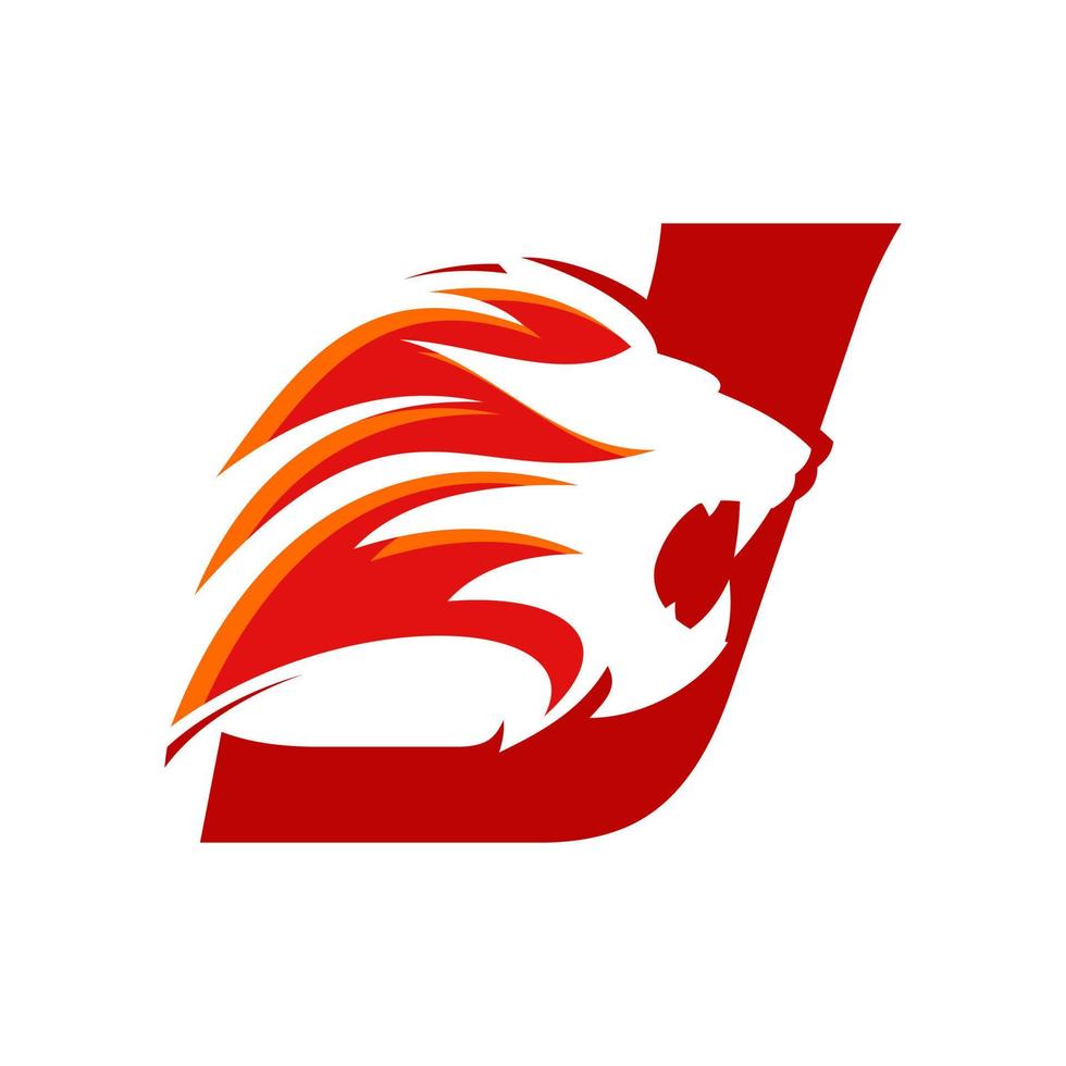 logo tête de lion initial j vecteur