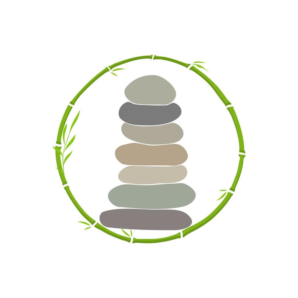 équilibre de roche et logo en bambou de cercle vecteur