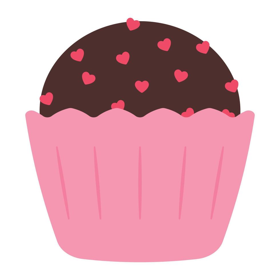 cupcake au chocolat animé avec amour saupoudre illustration vectorielle vecteur