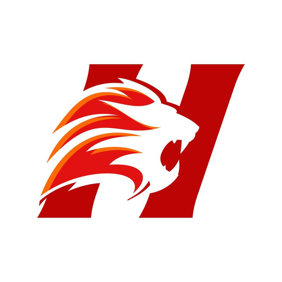 logo tête de lion initial h vecteur