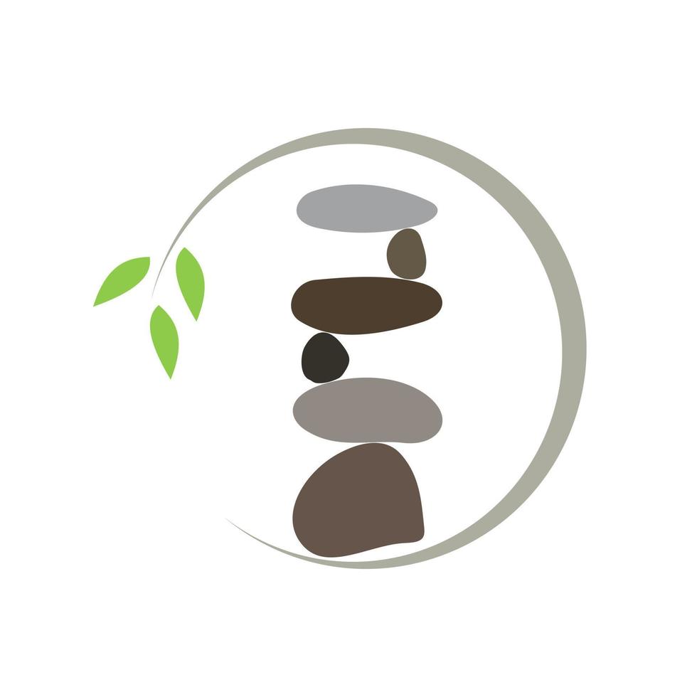 balance rock avec logo feuille vecteur