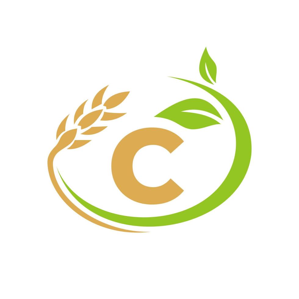 lettre c logo de l'agriculture et conception du symbole du logo de l'agriculture vecteur