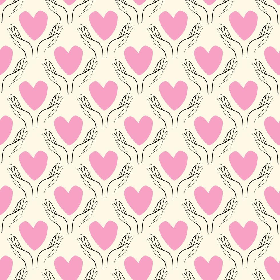 coeur avec motif sans couture mains dans un style moderne de doodle vecteur