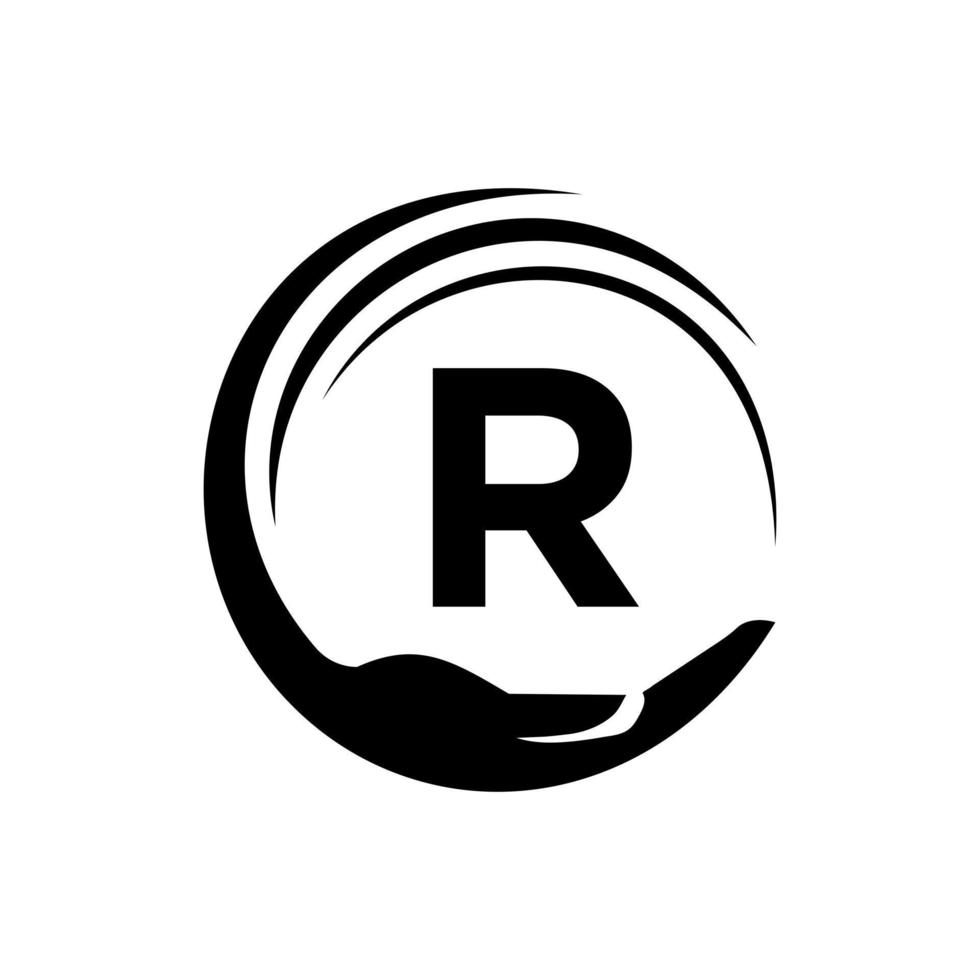 lettre r logo de charité. signe de logo de travail d'équipe d'unité vecteur