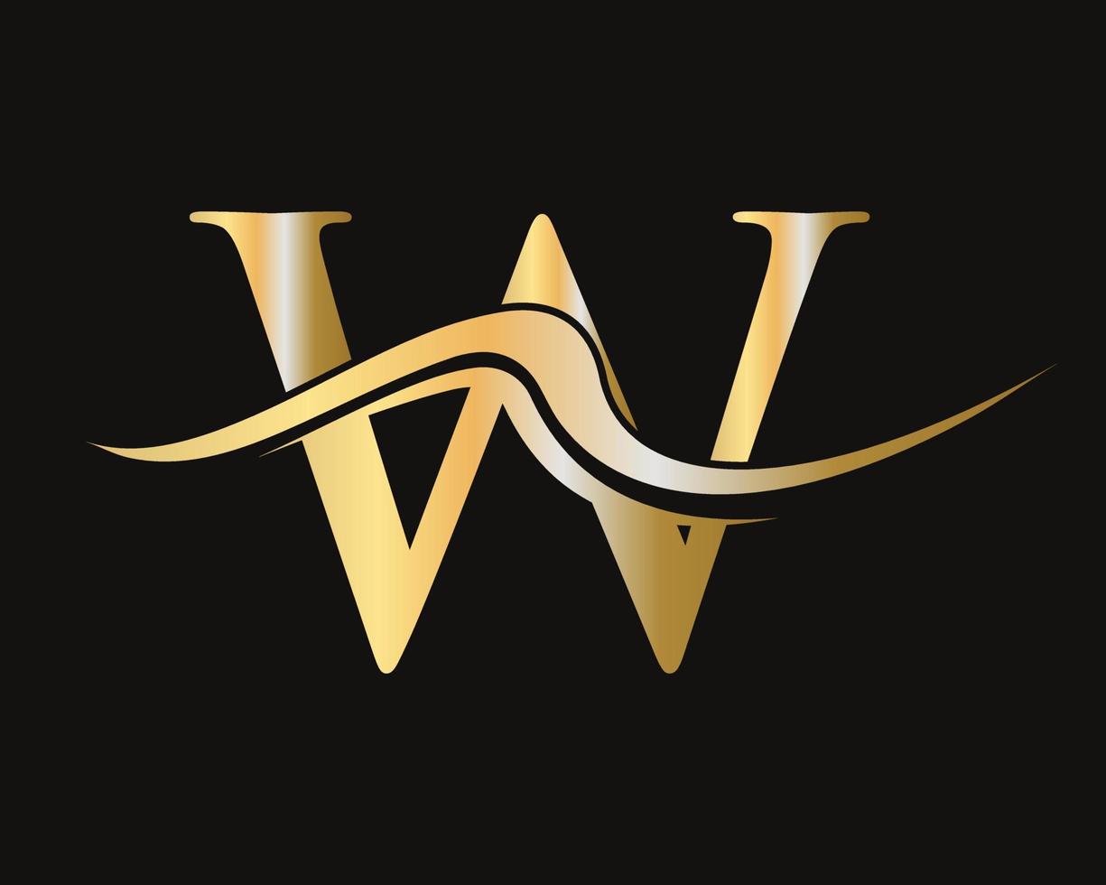 modèle de conception de logo lettre w design luxueux et élégant vecteur
