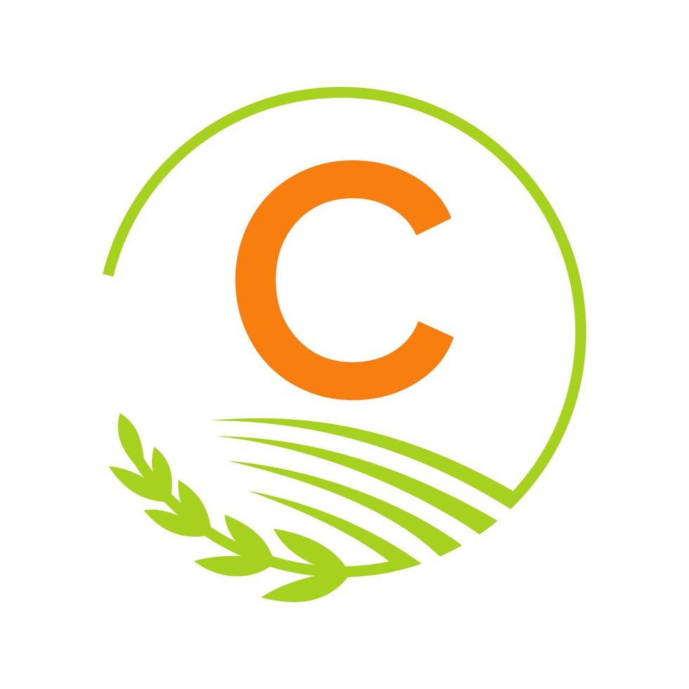 logo de l'agriculture lettre c concept vecteur