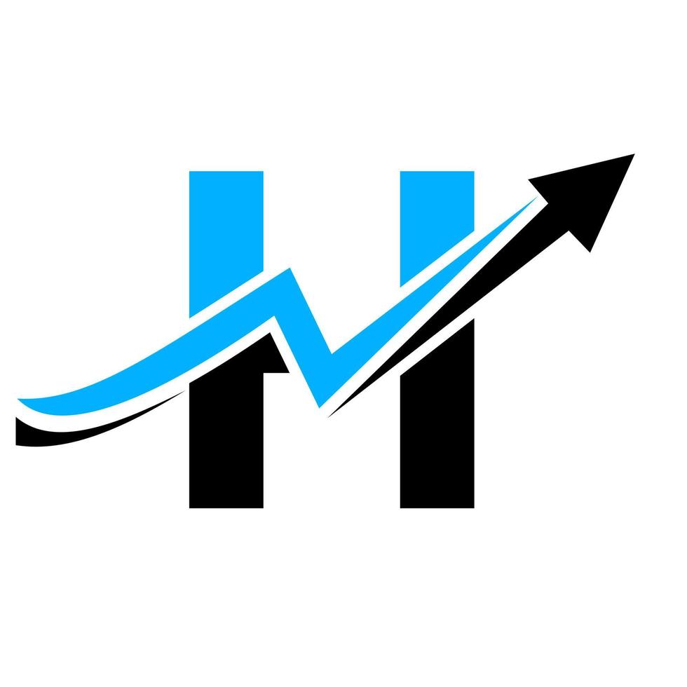 modèle de logo financier lettre h avec flèche de croissance marketing vecteur