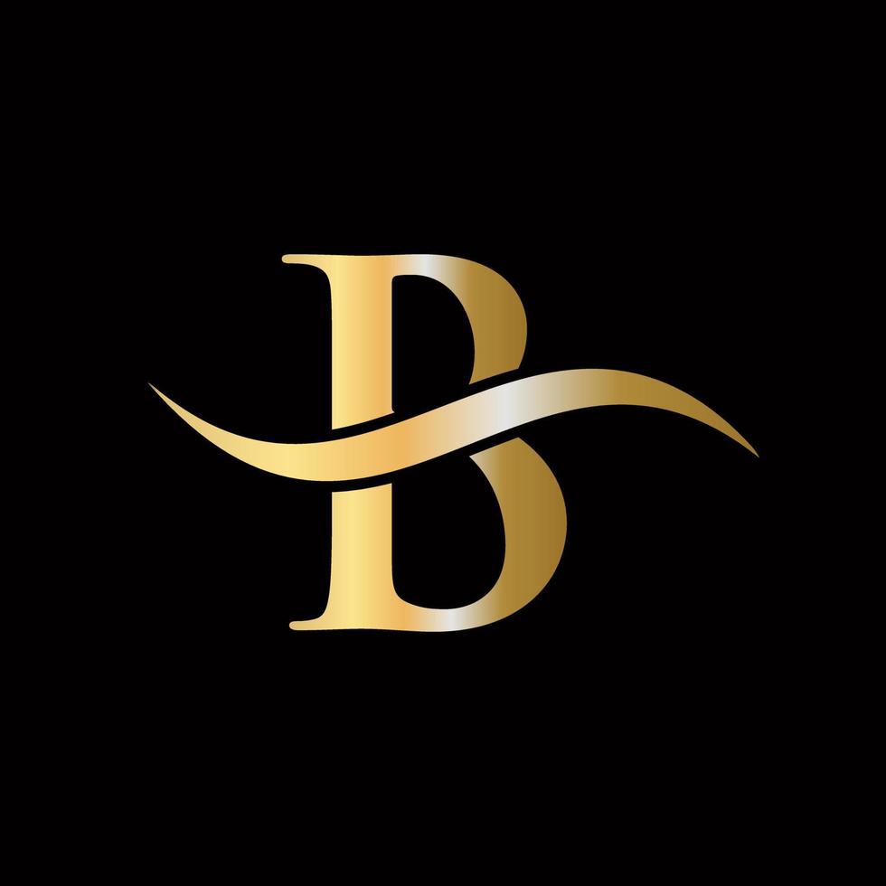 lettre b logo doré luxueux symbole monogramme design vecteur