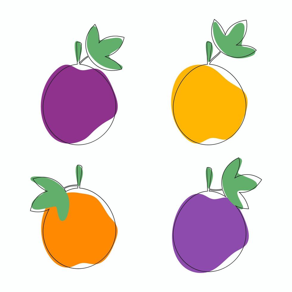 définir différentes couleurs style de dessin d'art de ligne de fruit de la passion. illustration vectorielle isolée. vecteur