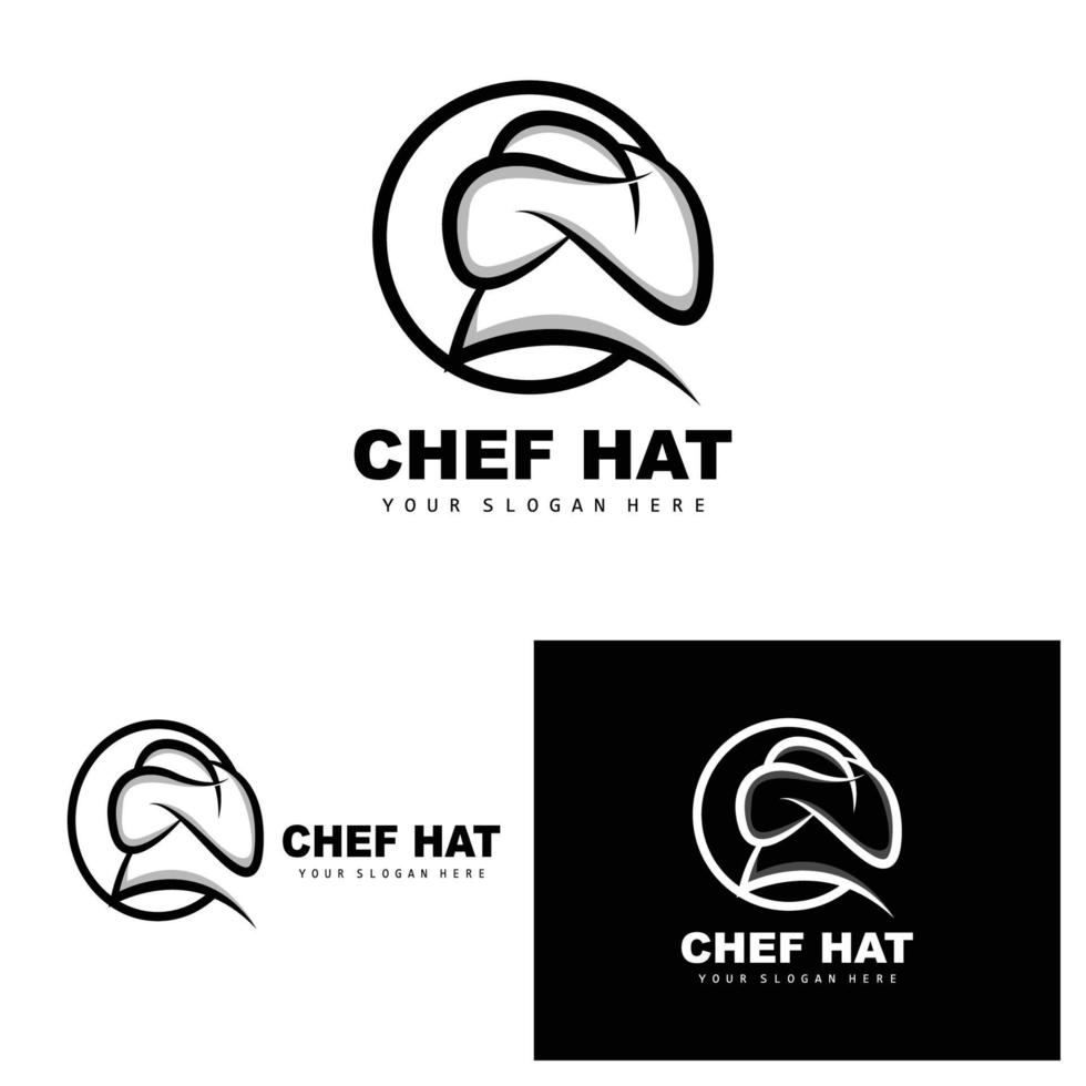 logo de chapeau de chef, image vectorielle de chef de restaurant, design pour restaurant, restauration, charcuterie, boulangerie vecteur