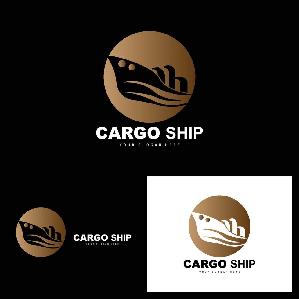 logo de navire cargo, vecteur de navire cargo rapide, voilier, conception pour entreprise de fabrication de navires, navigation fluviale, véhicules marins, transport, logistique