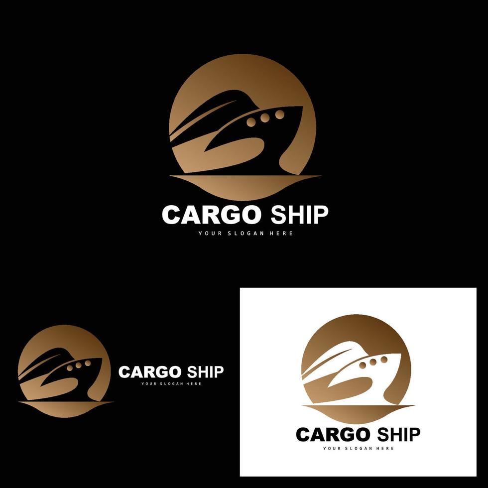 logo de navire cargo, vecteur de navire cargo rapide, voilier, conception pour entreprise de fabrication de navires, navigation fluviale, véhicules marins, transport, logistique