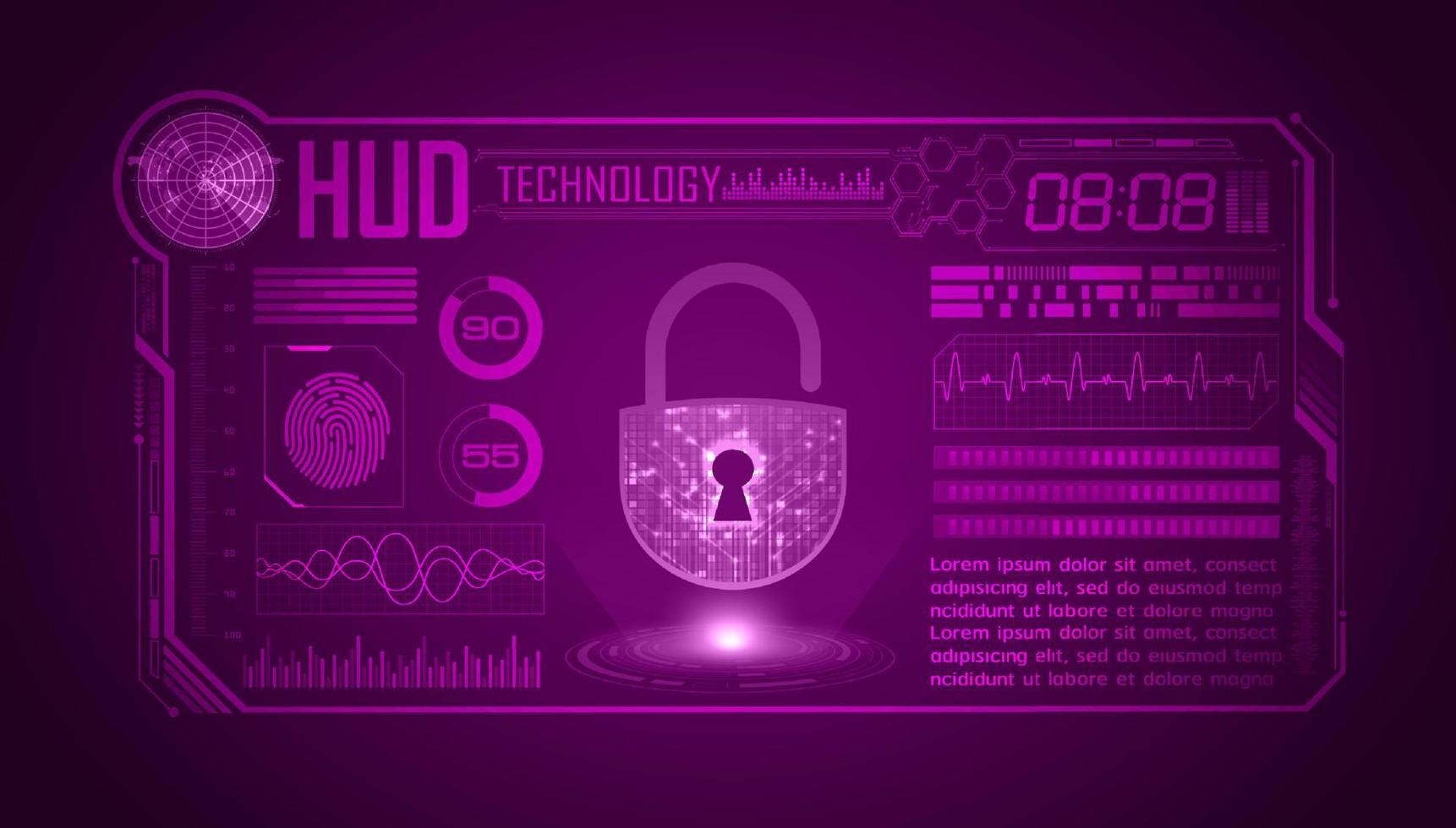 fond d'écran de technologie hud moderne avec serrure vecteur