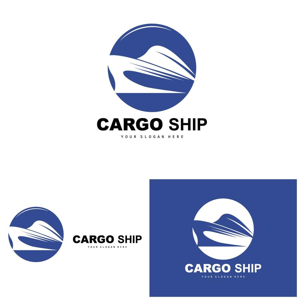 logo de navire cargo, vecteur de navire cargo rapide, voilier, conception pour entreprise de fabrication de navires, navigation fluviale, véhicules marins, transport, logistique