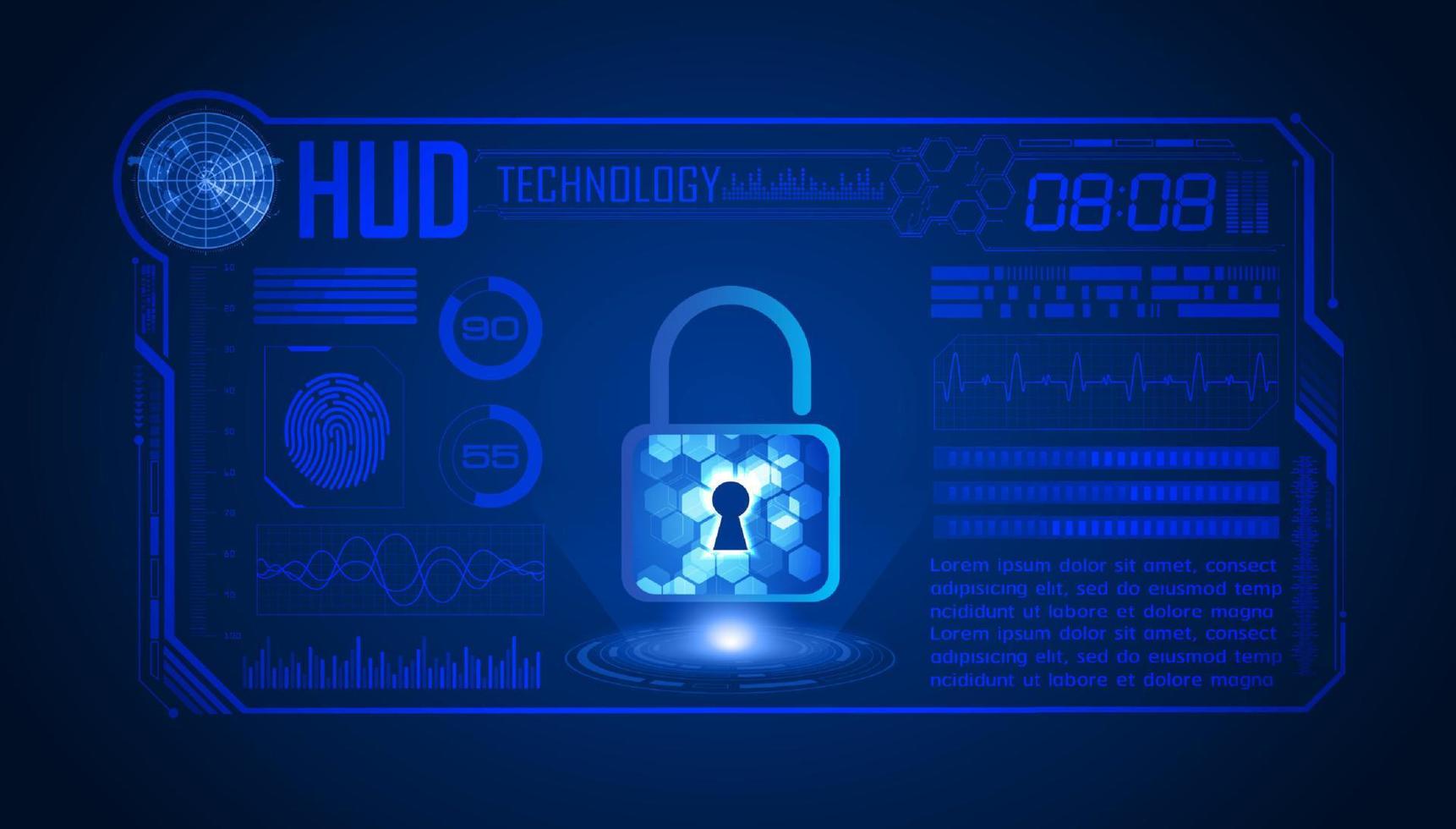 fond d'écran de technologie hud moderne avec serrure vecteur