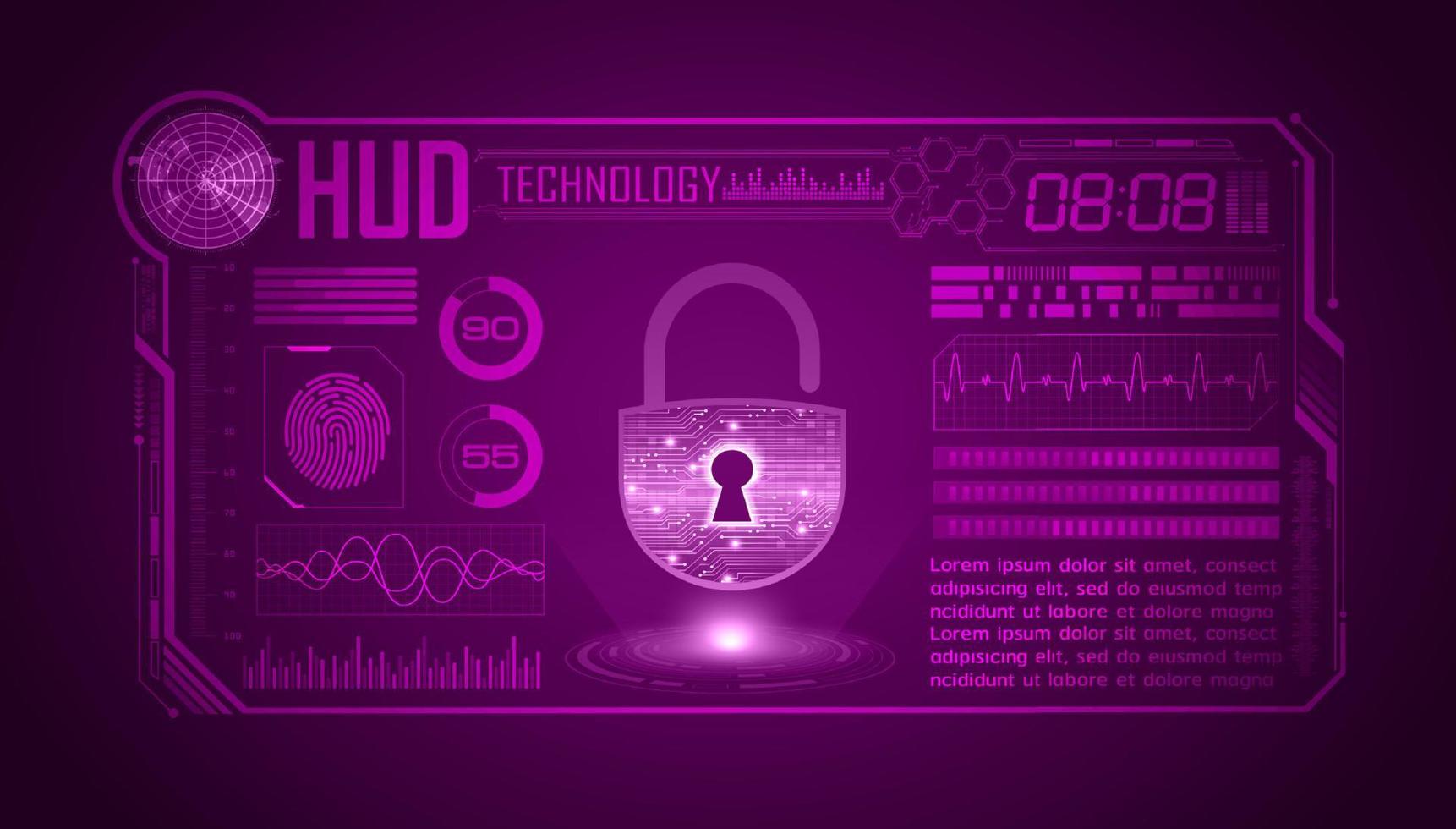 fond d'écran de technologie hud moderne avec serrure vecteur