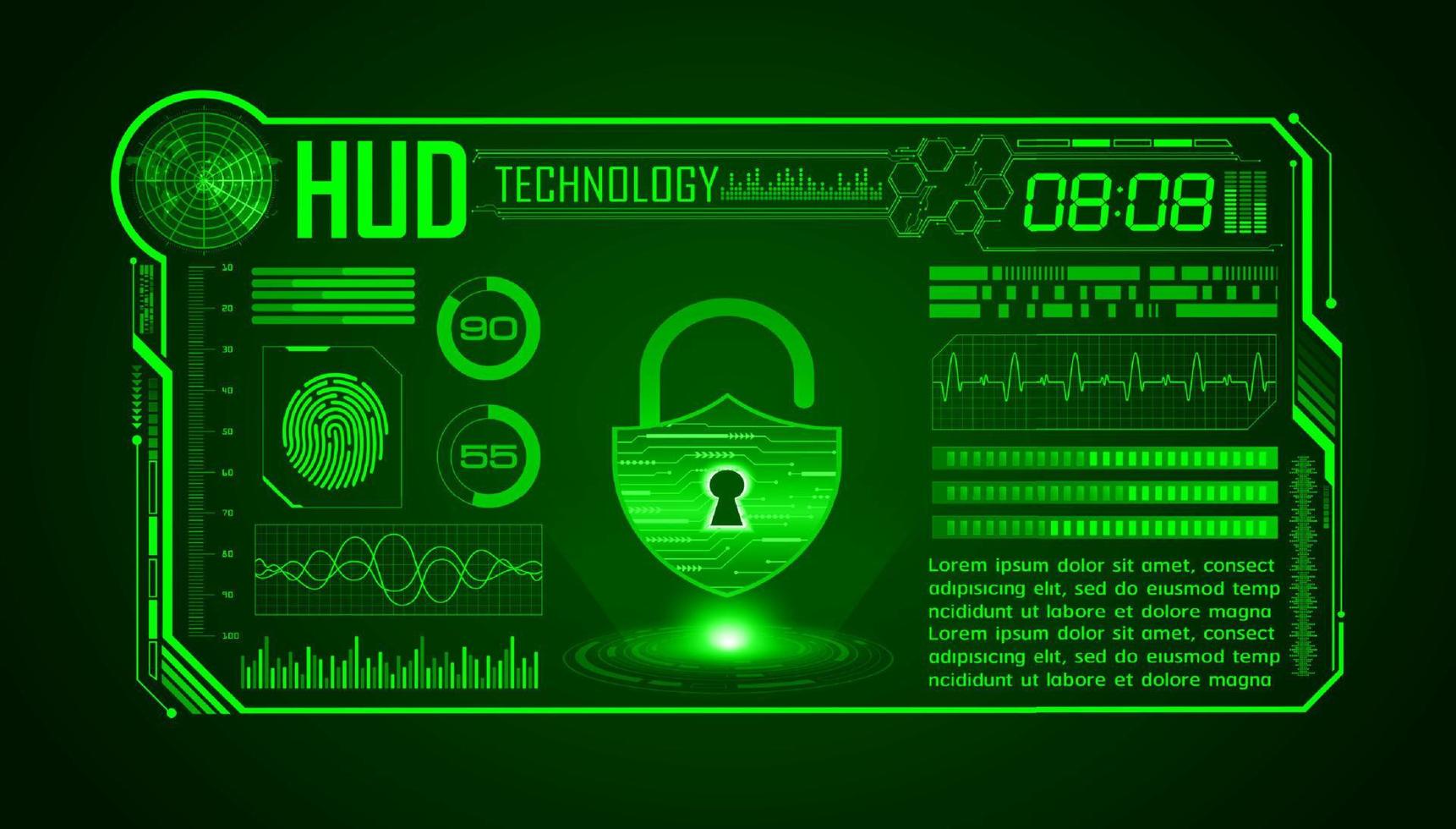 fond d'écran de technologie hud moderne avec serrure vecteur