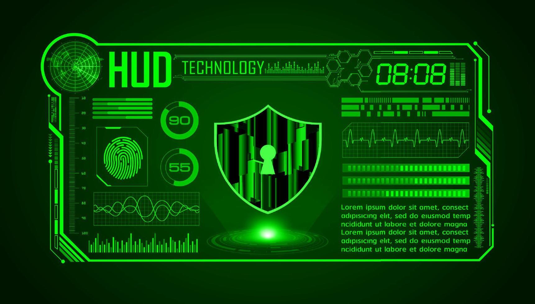 fond d'écran de technologie hud moderne avec serrure vecteur