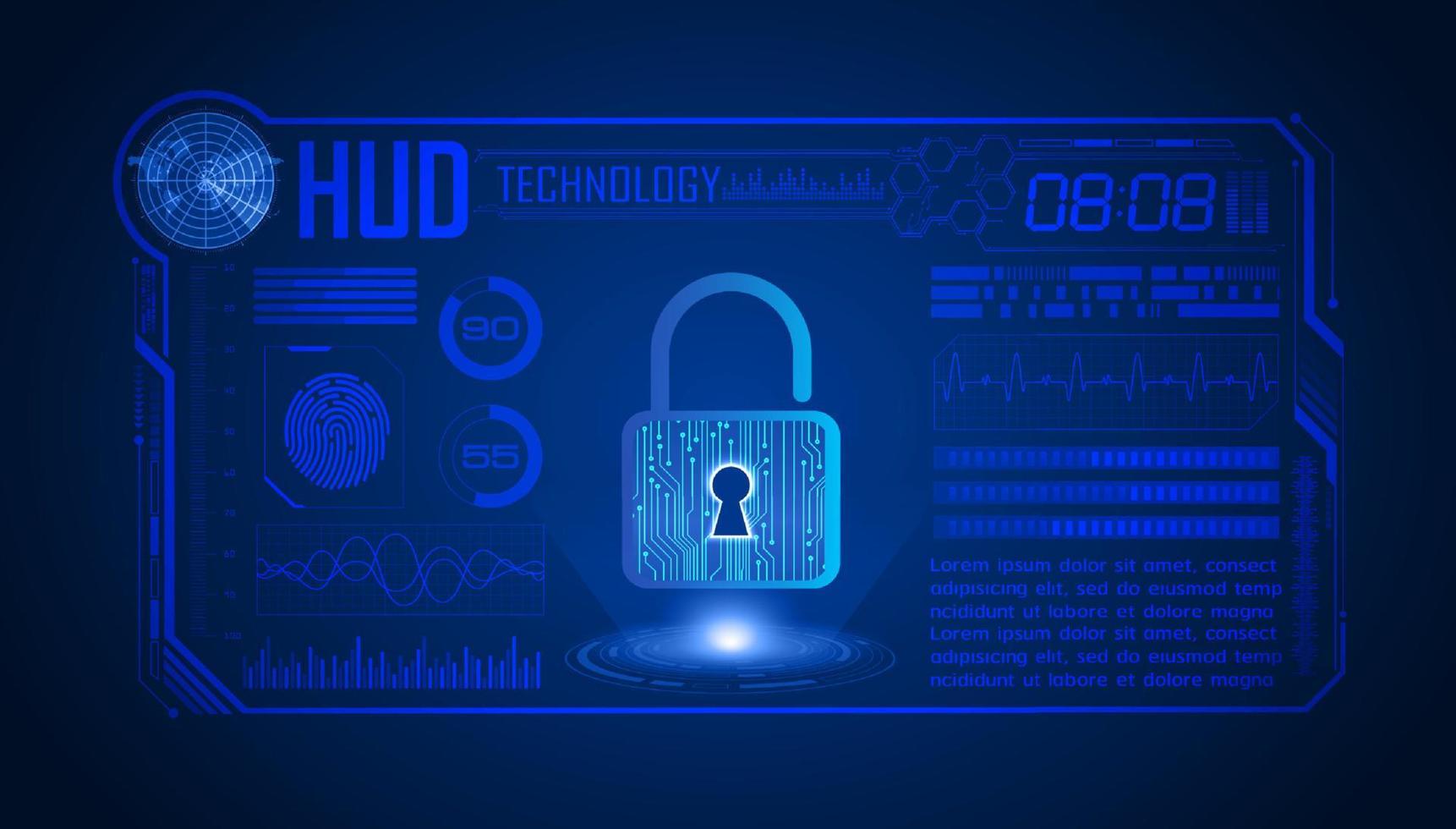 fond d'écran de technologie hud moderne avec serrure vecteur