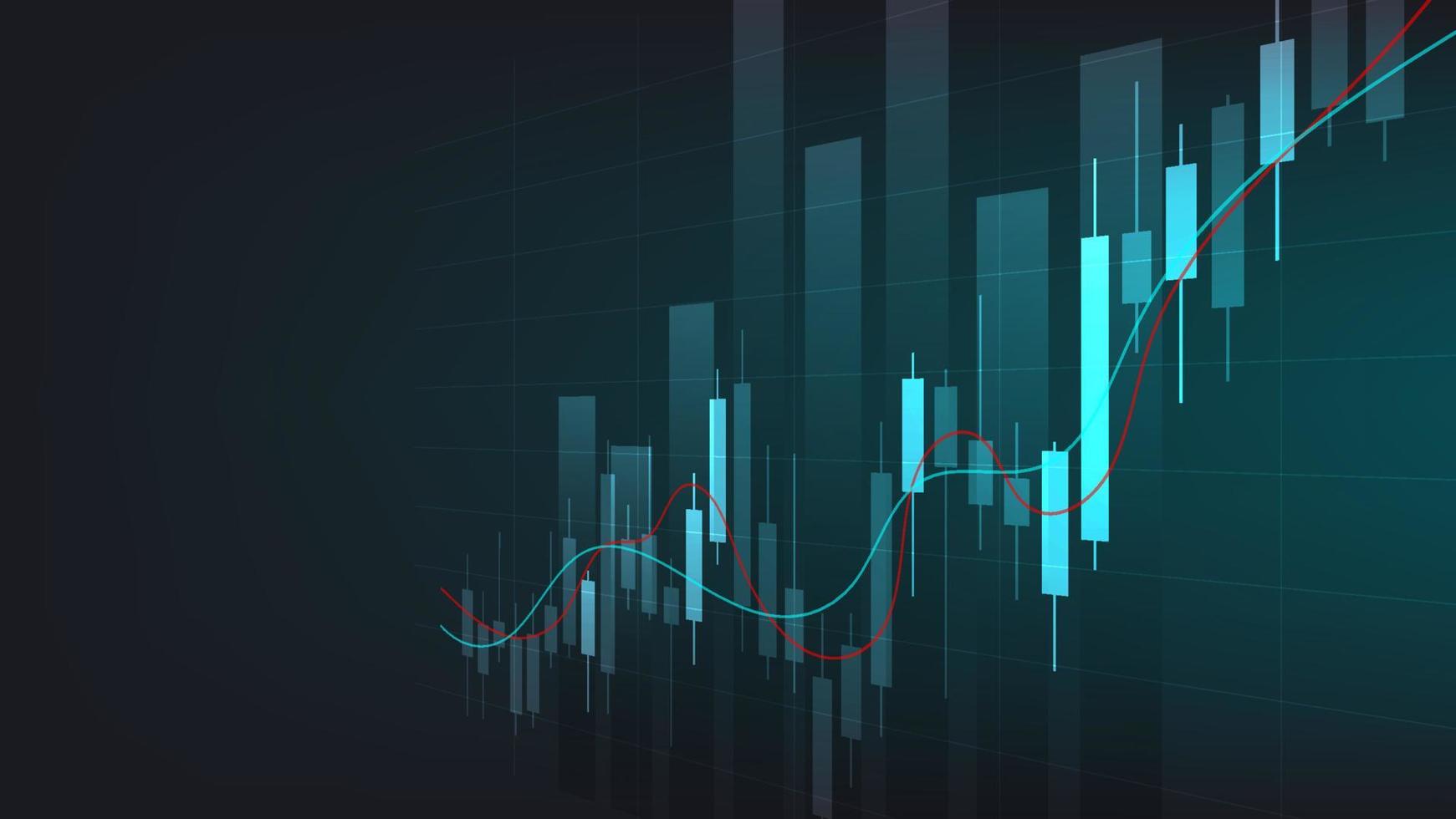 concept de fond économie et finance. statistiques sur les entreprises financières chandeliers boursiers et graphique à barres vecteur