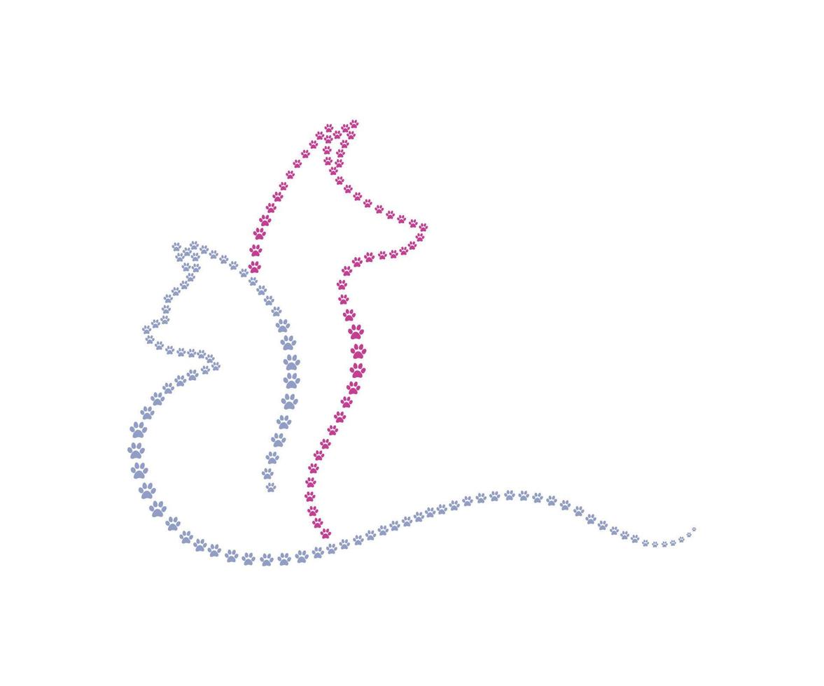 inspiration de conception de logo de chien et de chat. contour des empreintes. vecteur