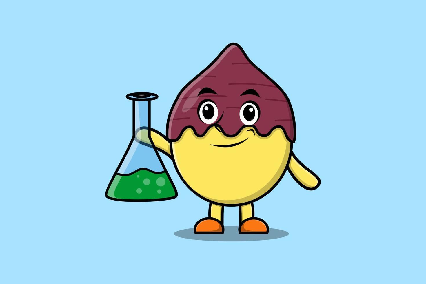 personnage de dessin animé mignon patate douce en tant que scientifique vecteur