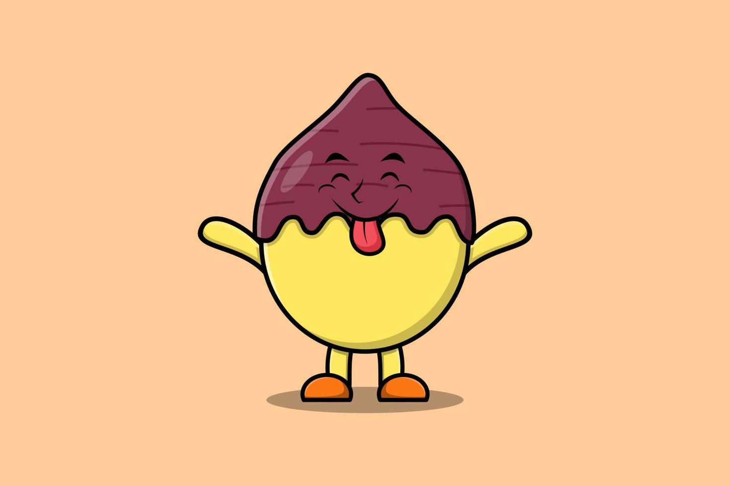 patate douce de dessin animé mignon avec une expression flashy vecteur