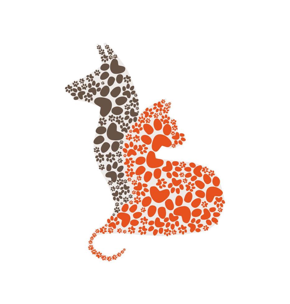 silhouette de logo chien et chat. éléments de pattes. vecteur