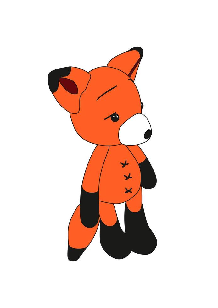 dessin animé mignon petit renard. couleur orange. jouet pour enfants. vecteur