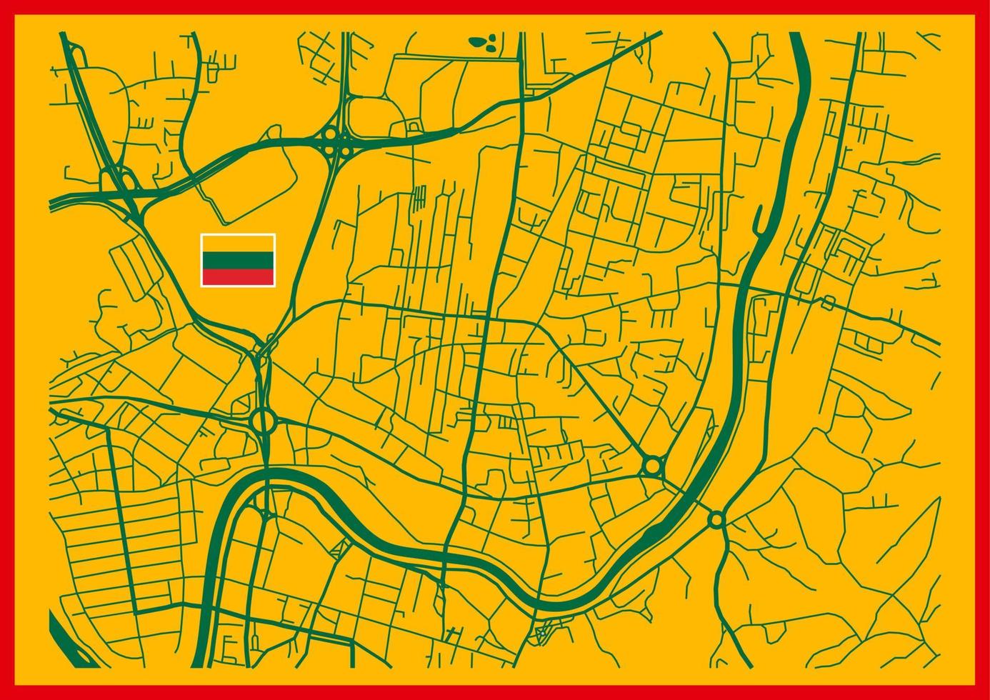 affiche de la carte de la ville de vilnius. carte de l'affiche de la carte des rues de vilnius. illustration vectorielle de vilnius carte. drapeau de la lituanie. illustration vectorielle de lituanie dans un style coloré. vecteur